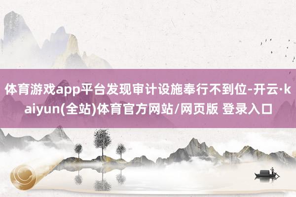 体育游戏app平台发现审计设施奉行不到位-开云·kaiyun(全站)体育官方网站/网页版 登录入口
