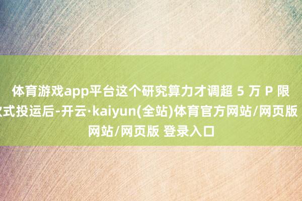 体育游戏app平台这个研究算力才调超 5 万 P 限度的大款式投运后-开云·kaiyun(全站)体育官方网站/网页版 登录入口
