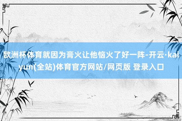 欧洲杯体育就因为膏火让他恼火了好一阵-开云·kaiyun(全站)体育官方网站/网页版 登录入口