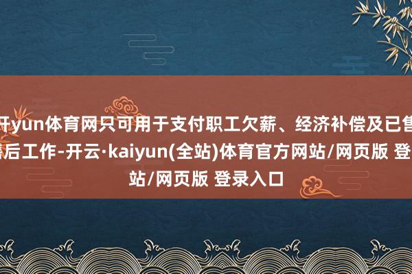 开yun体育网只可用于支付职工欠薪、经济补偿及已售车辆售后工作-开云·kaiyun(全站)体育官方网站/网页版 登录入口