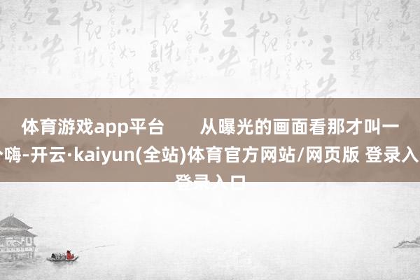 体育游戏app平台       从曝光的画面看那才叫一个嗨-开云·kaiyun(全站)体育官方网站/网页版 登录入口