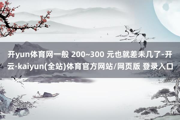 开yun体育网一般 200~300 元也就差未几了-开云·kaiyun(全站)体育官方网站/网页版 登录入口
